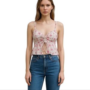 Tiger Mist Floral White & Pink Women's Crop Top Tank